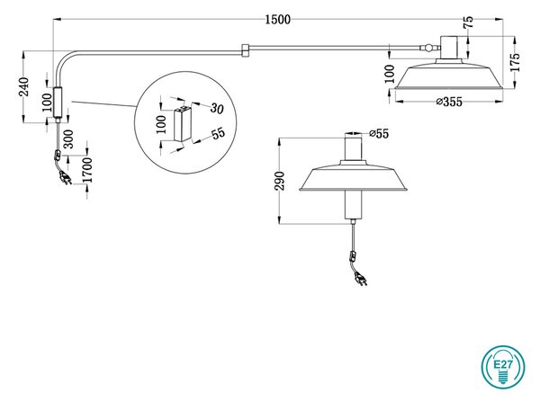 Απλίκα Trio Lighting Bolder 200300132 Μαύρο Ματ