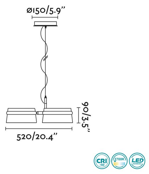 Φωτιστικό Κρεμαστό Faro Loop 29397 Φλαμουριά