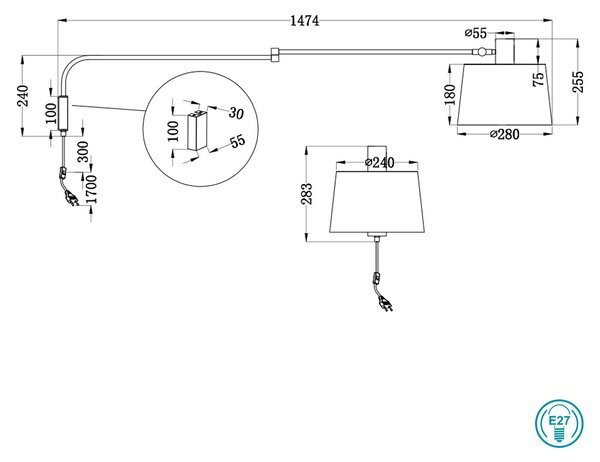 Απλίκα Trio Lighting Baldo 200600132 Μαύρο Ματ