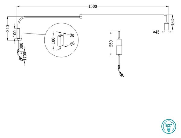 Απλίκα Trio Lighting Line 200200132 Μαύρο Ματ