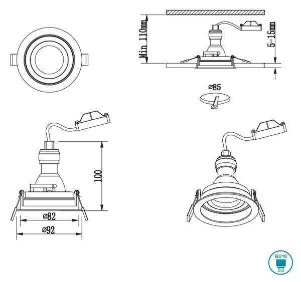 Φωτιστικό Σποτ Χωνευτό Trio Lighting Kenai 651500131 Λευκό Ματ