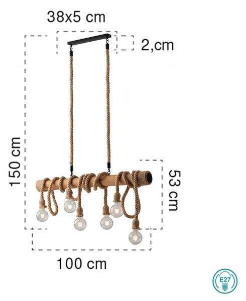 Φωτιστικό Κρεμαστό Ράγα Fan Europe Rope-S6 8031414872145