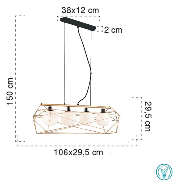 Φωτιστικό Κρεμαστό Fan Europe I-Abraxas-S4 Oro 8031414869121 Χρυσό Ματ