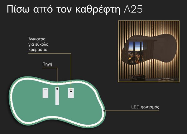Οργανικός καθρέφτης LED με φωτισμό A25