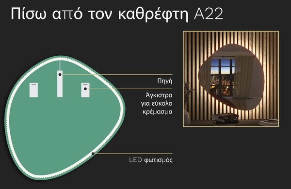 Οργανικός καθρέφτης LED με φωτισμό A22