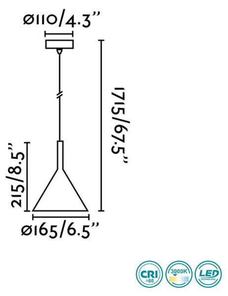 Φωτιστικό Κρεμαστό Faro Pam 64160 Μαύρο