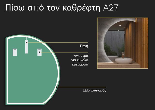 Άτυπος καθρέφτης με φωτισμό LED A27
