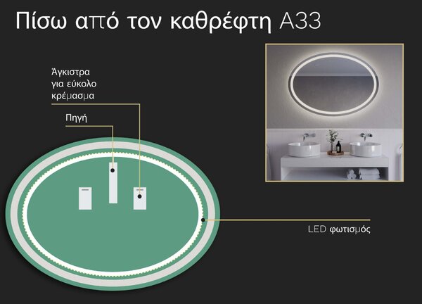 Οβάλ καθρέφτης με φωτισμό LED A33