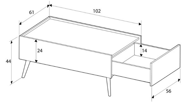 Τραπεζάκι σαλονιού Luna Megapap χρώμα oak 102x61x44εκ