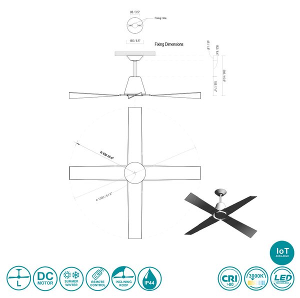 Ανεμιστήρας Οροφής Faro Typhoon 33480WP-14 Λευκός με Φως Smart