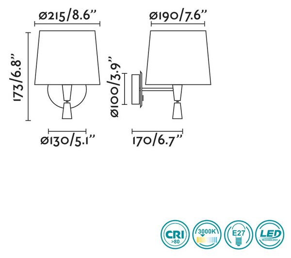 Απλίκα Faro Conga 64309-03 Μαύρη