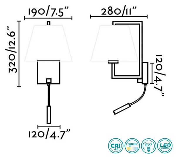 Απλίκα Faro Frame 20172-03 Νίκελ Ματ-Μαύρη