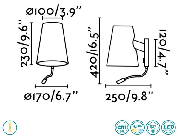 Απλίκα Faro Lupe 29996 Χρώμιο-Μπεζ