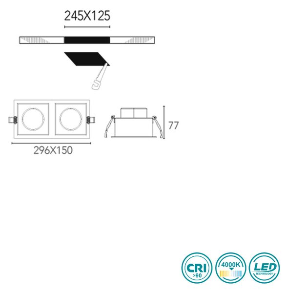 Φωτιστικό Σποτ Χωνευτό Intec Apollo-2X20M 8031440360722 (4000K)