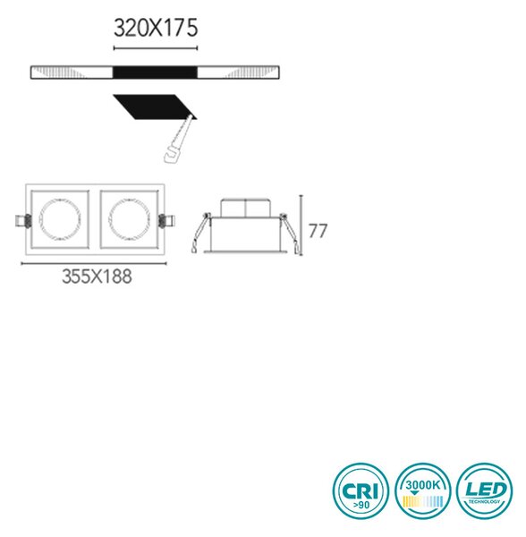 Φωτιστικό Σποτ Χωνευτό Intec Apollo-2X30C 8031440360791 (3000K)