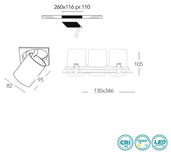 Φωτιστικό Σποτ Χωνευτό Intec Outsider-3X30C 8031414864270 (3000K)