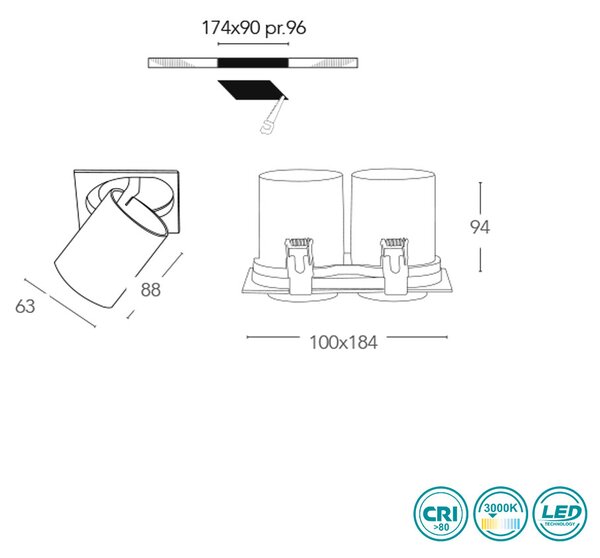 Φωτιστικό Σποτ Χωνευτό Intec Outsider-2X15C 8031414864232 (3000K)