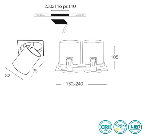 Φωτιστικό Σποτ Χωνευτό Intec Outsider-2X30M 8031414864140 (4000K)