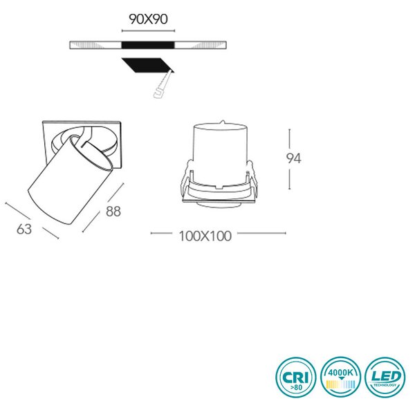 Φωτιστικό Σποτ Χωνευτό Intec Outsider-1X15M 8031414864119 (4000K)