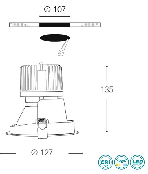 Φωτιστικό Σποτ Χωνευτό Intec Elite-1X20M 8031440363341 (4000K)