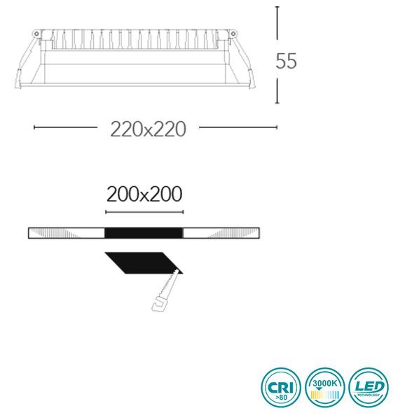 Φωτιστικό Panel Χωνευτό Intec Xanto-C-Q220 8031414861095 (3000K)