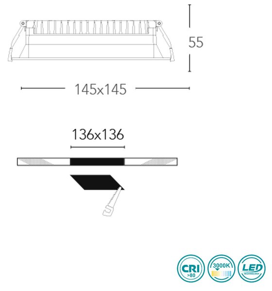 Φωτιστικό Panel Χωνευτό Intec Xanto-C-Q145 8031414861088 (3000K)