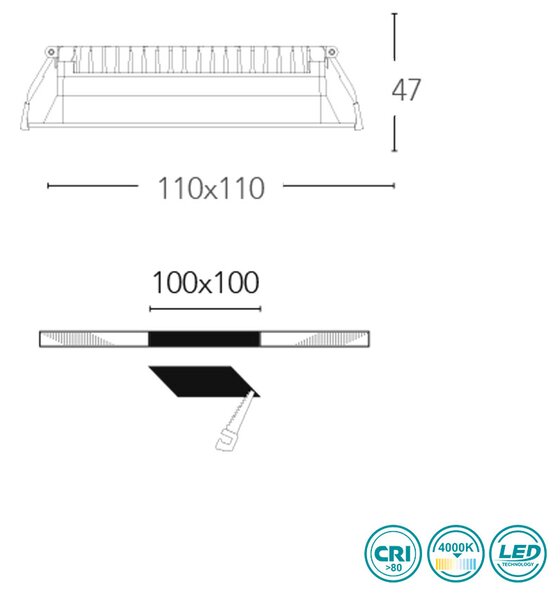 Φωτιστικό Panel Χωνευτό Intec Xanto-M-Q110 8031414861194 (4000K)