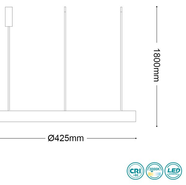 Φωτιστικό Κρεμαστό Ideal Lux Gemini 247236 D42 Μαύρο