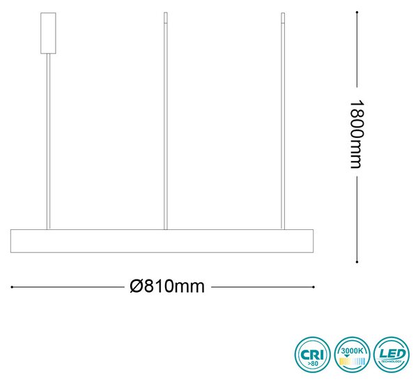 Φωτιστικό Κρεμαστό Ideal Lux Gemini 247281 D81 Μαύρο