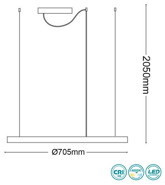 Φωτιστικό Κρεμαστό Ideal Lux Oracle Slim 269863 D70,5 Λευκό (4000K)