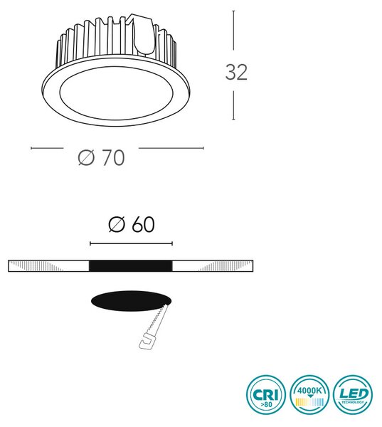 Φωτιστικό Panel Χωνευτό Intec Fusion-5W NIK 8031440361705 Νίκελ