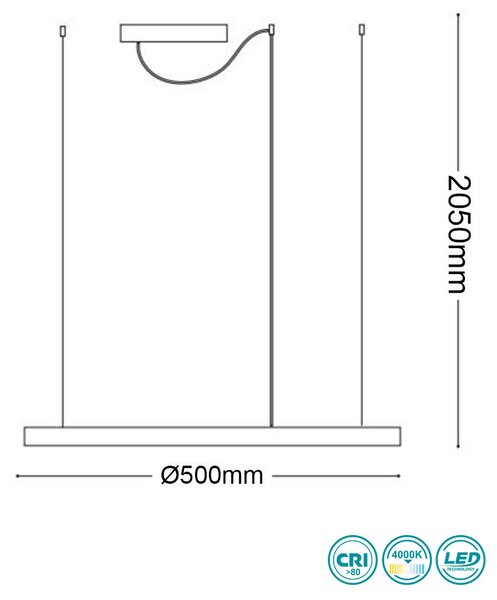 Φωτιστικό Κρεμαστό Ideal Lux Oracle Slim 269856 D50 Λευκό (4000K)