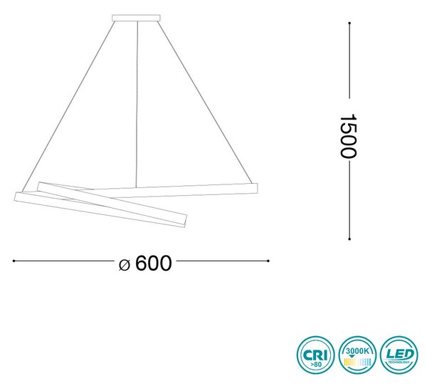 Φωτιστικό Κρεμαστό Ideal Lux Oz 269443 D60 Χρυσό Ματ