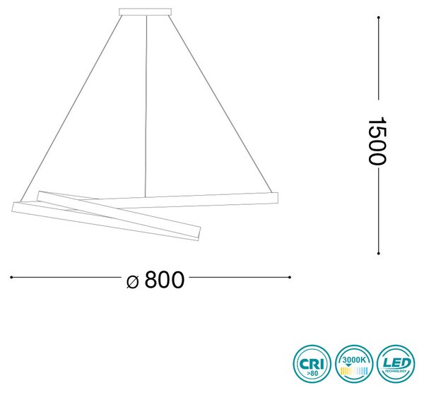 Φωτιστικό Κρεμαστό Ideal Lux Oz 269450 D80 Μαύρο