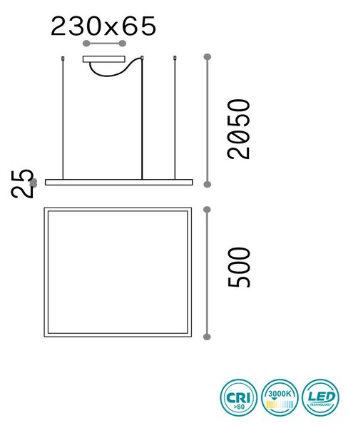 Φωτιστικό Κρεμαστό Ideal Lux Oracle Slim 259161 D50 Μαύρο (3000Κ)