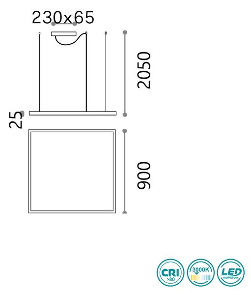 Φωτιστικό Κρεμαστό Ideal Lux Oracle Slim 259192 D90 Λευκό (3000Κ)