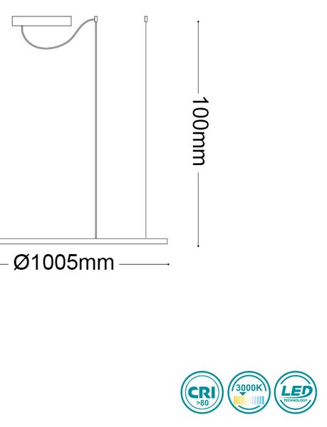 Φωτιστικό Κρεμαστό Ideal Lux Hulahoop 258751 D100 Λευκό (3000Κ)