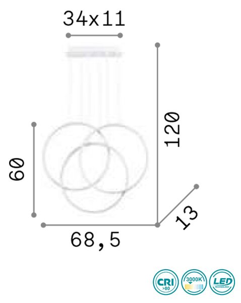 Φωτιστικό Κρεμαστό Ideal Lux Frame 269337 Μαύρο (3000Κ)