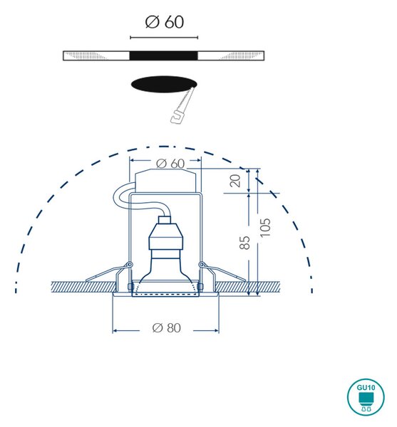 Σετ Τρία Φωτιστικά Σποτ Χωνευτά Intec Matrix-LEDF3 BCO 8031440359320 Λευκά