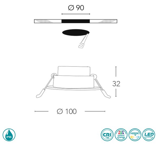 Φωτιστικό Panel Χωνευτό Intec Rainbow-M 8031414862603 Νίκελ