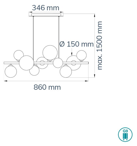 Φωτιστικό Κρεμαστό Ράγα Wofi 014 Villa 6014.10.24.9000 Μαύρο