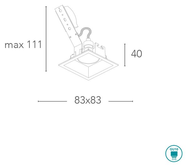 Φωτιστικό Σποτ Χωνευτό Intec Ayris-Q NER 8031414868186 Μαύρο