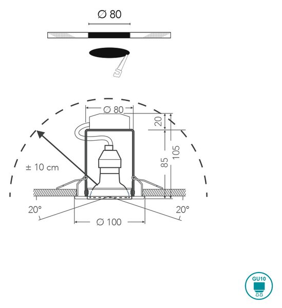 Σετ Τρία Φωτιστικά Σποτ Χωνευτά Intec Matrix-LEDM3 ORO 8031440313025 Χρυσά