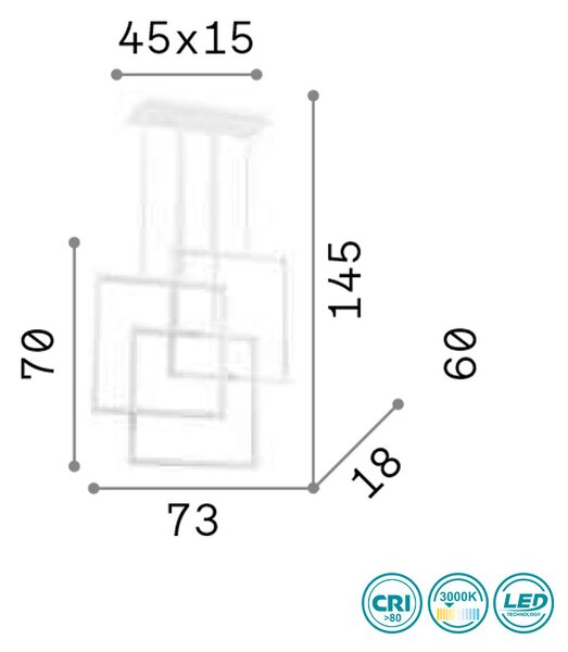 Φωτιστικό Κρεμαστό Ideal Lux Frame 253596 Λευκό (3000Κ)