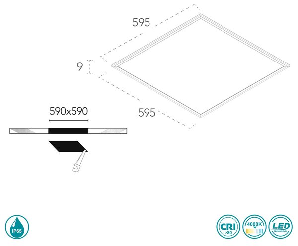 Φωτιστικό Panel Χωνευτό Intec Panel-60x60-IP65 8031414876303 (4000K)