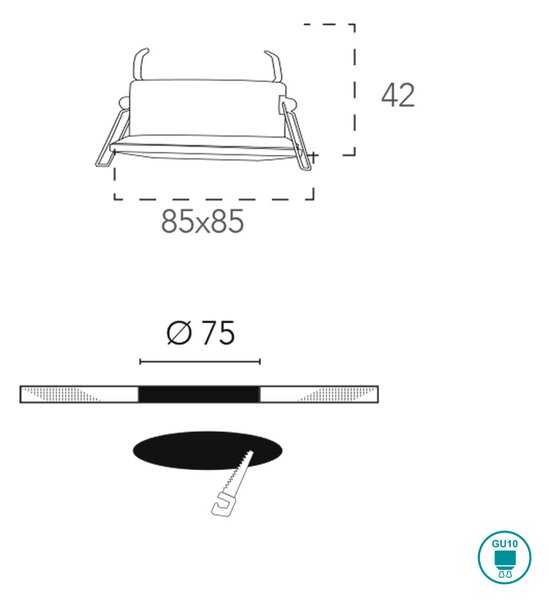 Φωτιστικό Σποτ Χωνευτό Intec INC-STENOS-Q-OV 8031414875856