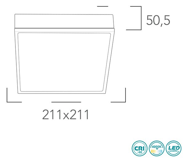 Φωτιστικό Οροφής Intec Klio-Q21 8031440363549 Λευκό (4000K)