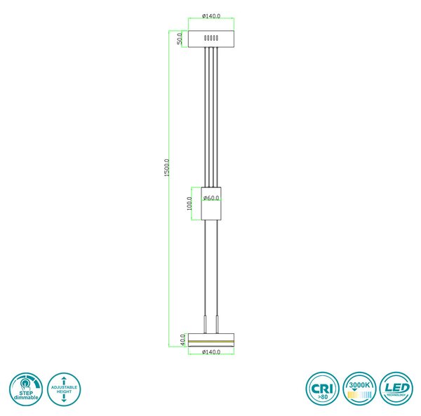 Φωτιστικό Κρεμαστό Trio Lighting Franklin 326510108 Χρυσό Ματ