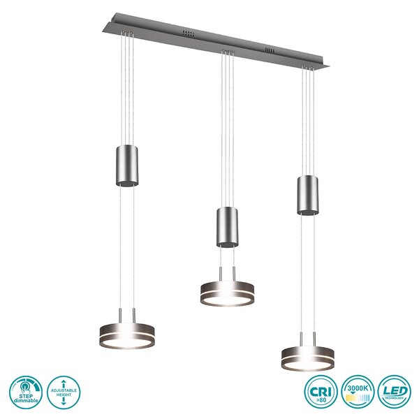 Φωτιστικό Κρεμαστό Trio Lighting Franklin 326510307 Νίκελ Ματ