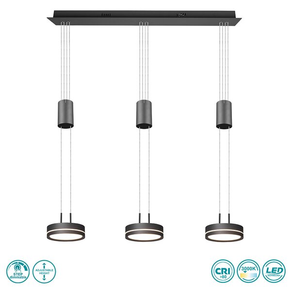 Φωτιστικό Κρεμαστό Trio Lighting Franklin 326510342 Ανθρακί